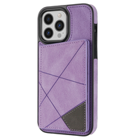 iPhone 15 Pro Max hoesje - Backcover - Pasjeshouder - Portemonnee - Camerabescherming - Stijlvol patroon - TPU - Paars - thumbnail