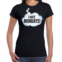 I hate monday / hekel aan maandag fun tekst t-shirt / shirt zwart voor dames - thumbnail