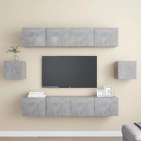 6-delige Tv-meubelset bewerkt hout betongrijs