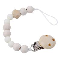 3 PC'S baby fopspeen clip ketting houten houder fopspeen fopspeen clips leiband riem tepel houder voor babyvoeding (wit)