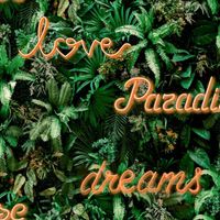 Noordwand Behang Good Vibes Neon letter with plants groen en oranje - thumbnail