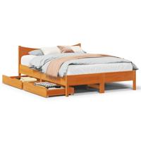 Bedframe met lades massief grenenhout wasbruin 150x200 cm