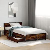 Bedframe met lades bewerkt hout gerookt eikenkleurig 75x190 cm