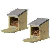 Best of Birds Eekhoorn Voederhuis - 2x - hout - 23 x 12 x 17 cm