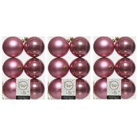 18x Kunststof kerstballen glanzend/mat oud roze 8 cm kerstboom versiering/decoratie   -