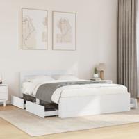 Bedframe met hoofdeinde bewerkt hout wit 120x190 cm
