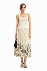 Midi-jurk met bloemenprint - WHITE - S