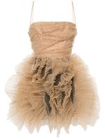 Maria Lucia Hohan robe courte Kira en tulle à volants - Or