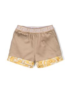 Versace Kids chemise en coton à bords Barocco - Marron