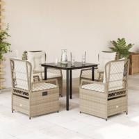 5-delige Tuinset met kussens poly rattan beige
