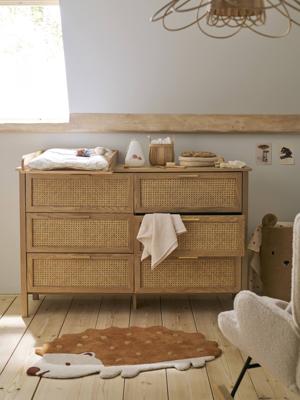 Commode dubbel riet met 6 laden, diepte 42cm hout