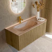 Badmeubel Mondiaz Kurve-Dlux | 115 cm | Meubelkleur Dusk | Wastafelkleur Saba | Solid surface | Wasbak linker zijde spoelbak | 1 kraangat