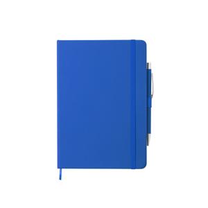 Schrift/notitieboekje met elastiek/pen A5 formaat - blauw