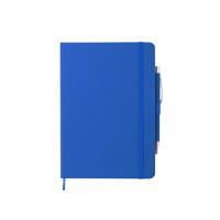 Schrift/notitieboekje met elastiek/pen A5 formaat - blauw