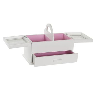 Doos-Juwelenkistje DKD Home Decor 16 x 17 x 28 cm Wit Licht Roze Hout MDF