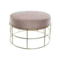 Voetensteun DKD Home Decor Gouden Metaal Polyester Licht Roze (60 x 60 x 37.5 cm)