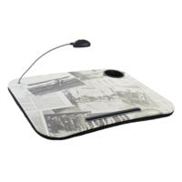 Items Schootkussen/laptray met LED verlichting 48 x 38 cm vintage kranten print