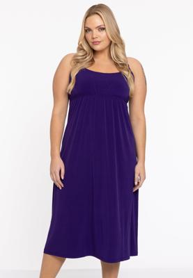 Yoek Dress spaghetti elastic waist | Paars | Maat 58/60