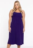 Yoek Dress spaghetti elastic waist | Paars | Maat 54/56
