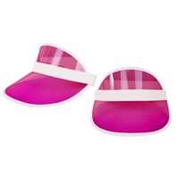 Verkleed zonneklep/sunvisor - 2x - voor volwassenen - roze/wit - Carnaval hoed