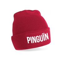 Pinguin muts unisex one size - rood - thumbnail