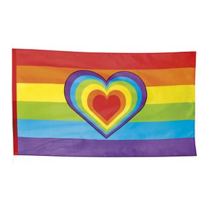 Regenboog met hartje vlag 90 x 150 cm