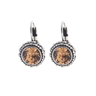 Biba Hang Oorbellen met Klaphaak en Swarovski Steentje Lt. Col. Topaz