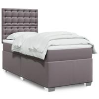 Boxspring met matras kunstleer grijs 90x190 cm