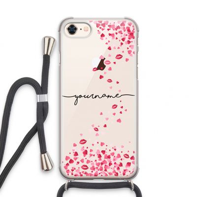 Hartjes en kusjes: iPhone 7 Transparant Hoesje met koord