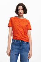 T-shirt met gezichtenprint - ORANGE - XXL - thumbnail