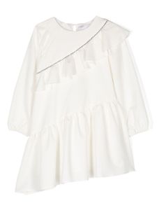 Monnalisa robe asymétrique à ornements - Blanc