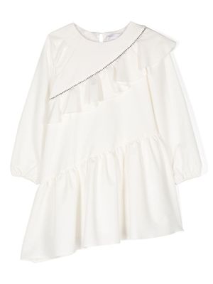 Monnalisa robe asymétrique à ornements - Blanc