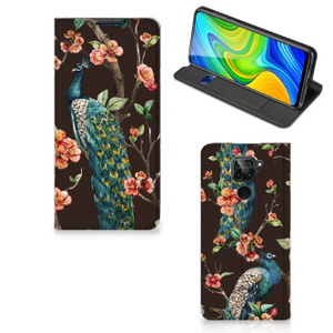 Xiaomi Redmi Note 9 Hoesje maken Pauw met Bloemen