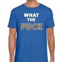 What The Fuck tijgerprint heren T-shirt blauw - thumbnail