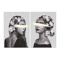 Schilderij Home ESPRIT Vrouw Gouden Modern 70 x 3,7 x 100 cm (2 Stuks)