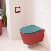 Wandcloset Mondiaz Lavie | Zonder spoelrand | Incl.Toiletzitting-Smag | Keramiek | Fire (rood)