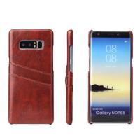 Fierre Shann retro olie Wax textuur PU lederen case voor Galaxy Note 8 met kaartsleuven (bruin)