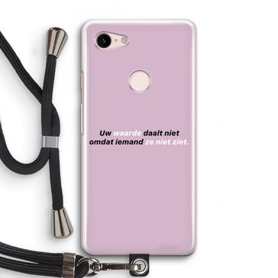 uw waarde daalt niet: Pixel 3 Transparant Hoesje met koord