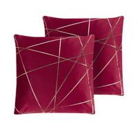 Beliani - PINUS - Sierkussen set van 2 - Rood - 45 x 45 cm - Fluweel