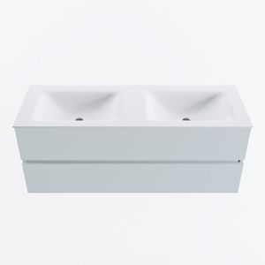 MONDIAZ VICA 130cm badmeubel onderkast Clay 2 lades. Wastafel CLOUD dubbel 2 kraangaten, kleur Talc.