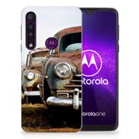 Motorola One Macro | Siliconen hoesje | met foto Vintage Auto