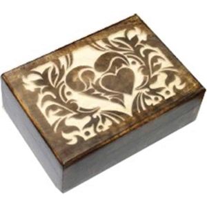 Tarotdoos Hart Gegraveerd Mangohout