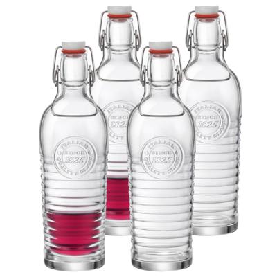 Bormioli Rocco beugelfles/weckfles - Set van 4x stuks - transparant - met beugeldop - 1200 ml