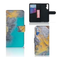 Honor 20 Bookcase Marble Blue Gold | Portemonnee hoesje
