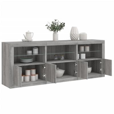 Dressoir met LED-verlichting 181,5x37x678 cm grijs sonoma eiken
