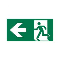 Bord Nooduitgang links - 150x300 mm.