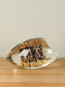 Glazen object groot amber/paars