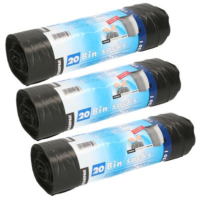 60x stuks afvalzakken/vuilniszakken - 120 liter - extra stevig - containerzakken