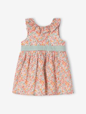 Jurk voor babymeisjes met strik en opening aan de achterkant meerkleurig Jurk voor babymeisjes met strik en opening aan de achterkant meerkleurig