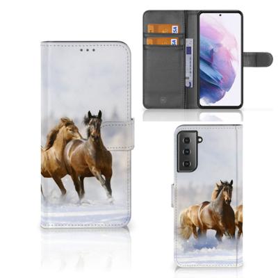 Samsung Galaxy S21 Plus | Telefoonhoesje | Met pasjeshouder | Paarden